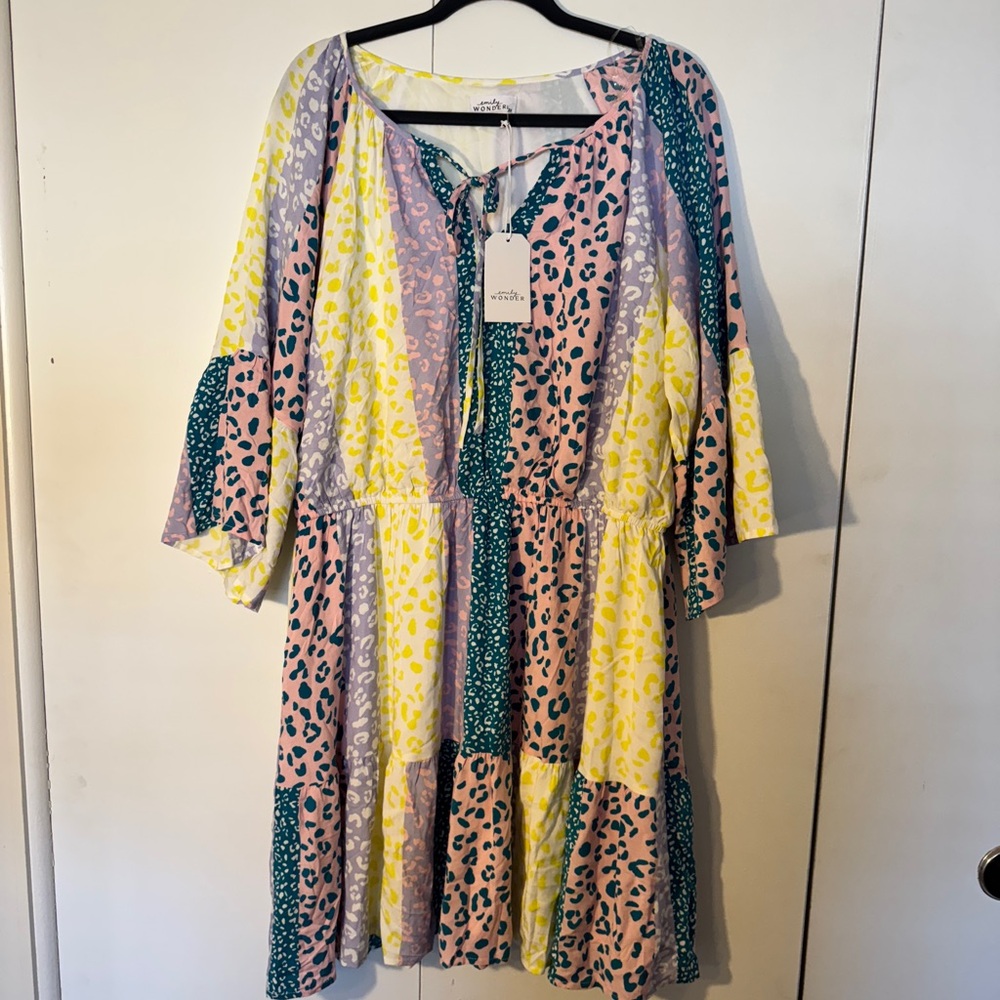 EMILY WONDER Multicolor cheeta/animal print Long Sleeve Dress